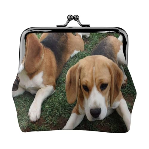 Beagle-Welpen, Leder-Geldbörsen, Geldbörsen, Leder-Wechseltasche mit Kussverschluss-Schnalle von TRUIGYN