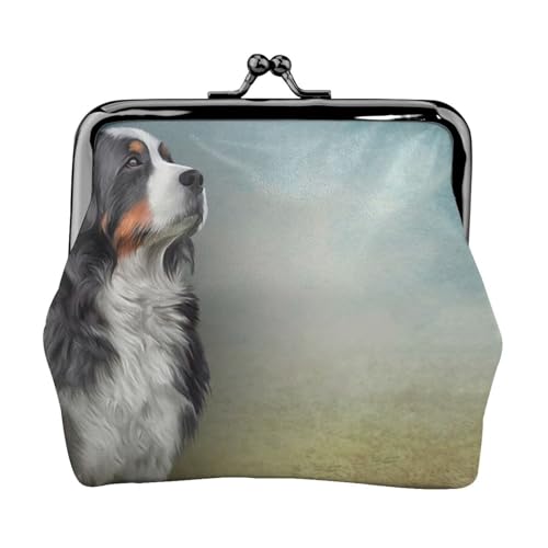 Berner Sennenhund 1, Leder-Geldbörsen, Geldbörsen, Leder-Wechseltasche mit Kussverschluss-Schnalle von TRUIGYN