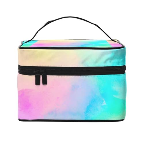 Bunter Pastell-Zeichenpapier-Regenbogen, Make-up-Tasche, Kosmetiktasche, tragbare Reise-Kulturtasche, Federmäppchen von TRUIGYN