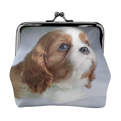 Cavalier King Charles Spaniel-Gesicht, Leder-Geldbörsen, Geldbörsen, Leder-Wechseltasche mit Kussverschluss-Schnalle von TRUIGYN