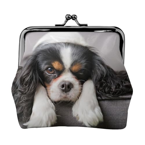 Cavalier King Charles Spaniel Hund, Leder-Geldbörsen, Geldbörsen, Leder-Wechseltasche mit Kussverschluss-Schnalle von TRUIGYN