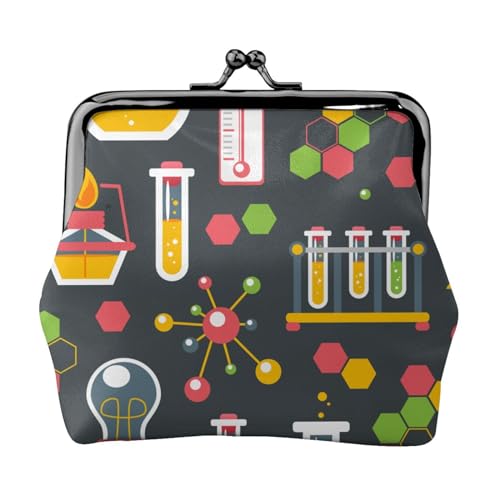 Chemiewissenschaft, Leder-Geldbörsen, Geldbörsen, Leder-Wechseltasche mit Kussverschluss-Schnalle von TRUIGYN