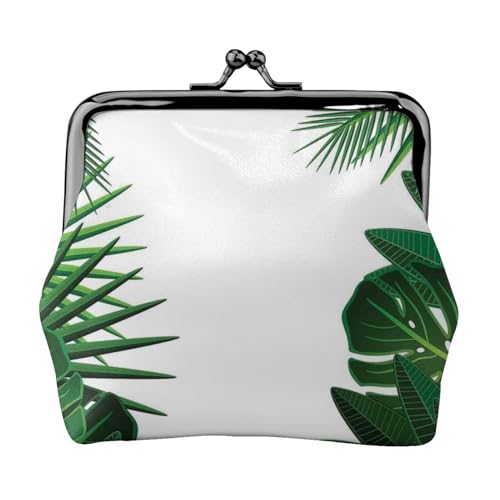 Exotische Fantasy-hawaiianische Tropische Palmblätter, Leder-Geldbörsen, Geldbörsen, Leder-Wechseltasche mit Kussverschluss-Schnalle von TRUIGYN