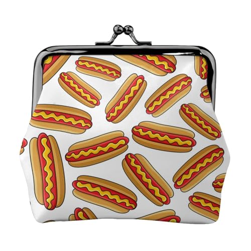 Fast Food Hot Dog, Leder-Geldbörsen, Geldbörsen, Leder-Wechseltasche mit Kussverschluss-Schnalle von TRUIGYN