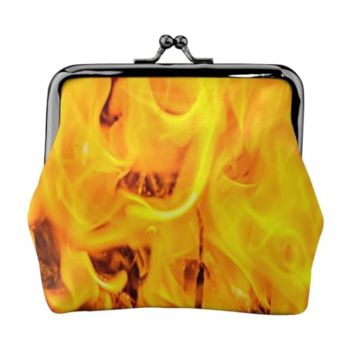 Feuer und Flammen, Leder-Geldbörsen, Geldbörsen, Leder-Wechseltasche mit Kussverschluss-Schnalle von TRUIGYN