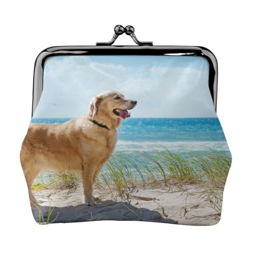 Golden Retriever, Leder-Geldbörsen, Geldbörsen, Leder-Wechseltasche mit Kussverschluss-Schnalle von TRUIGYN