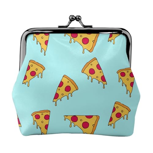 Pizza-Druck, Leder-Geldbörsen, Geldbörsen, Leder-Wechseltasche mit Kussverschluss-Schnalle von TRUIGYN