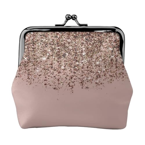 Taupe Blush Pink Rose Bronze Gold Glitzer Glamour, Leder-Geldbörsen, Geldbörsen, Leder-Wechseltasche mit Kussverschluss-Schnalle von TRUIGYN