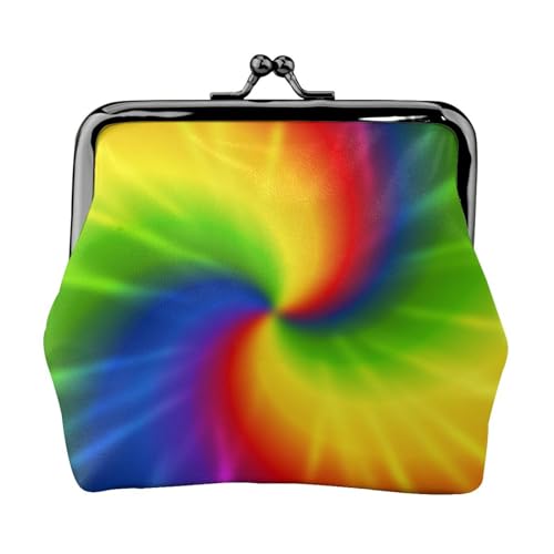 Tie-Dye-Regenbogen, Leder-Geldbörsen, Geldbörsen, Leder-Wechseltasche mit Kussverschluss-Schnalle von TRUIGYN