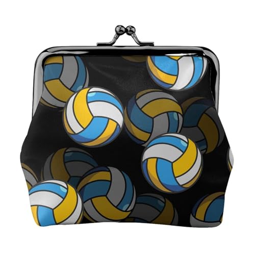 Volleyball, Leder-Geldbörsen, Geldbörsen, Leder-Wechseltasche mit Kussverschluss-Schnalle von TRUIGYN