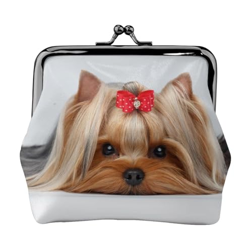 Yorkshire-Terrier, Leder-Geldbörsen, Geldbörsen, Leder-Wechseltasche mit Kussverschluss-Schnalle von TRUIGYN