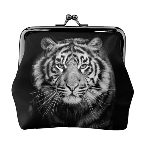 weißer Tiger, Leder-Geldbörsen, Geldbörsen, Leder-Wechseltasche mit Kussverschluss-Schnalle von TRUIGYN