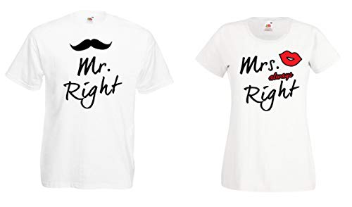 PartnerT-Shirt Mr.Right & Mrs. Always Right Mister Misses King Queen - Damen T-Shirt Weiß XXL PartnerT-Shirt Mr.Right & Mrs. Always Right Mister Misses King Queen - Damen T-Shirt Weiß XXL von TRVPPY
