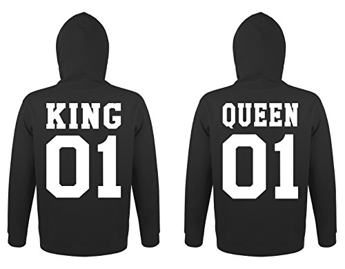 TRVPPY Herren Damen Partner Couple King Queen Pullover Pärchen Set - 1x Damen Hoodie Schwarz 3XL von TRVPPY