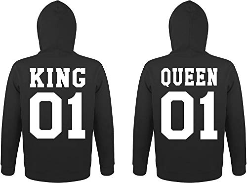 TRVPPY Herren Damen Partner Couple King Queen Pullover Pärchen Set - 1x Herren Hoodie Schwarz 3XL von TRVPPY