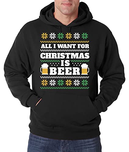 TRVPPY Herren Pullover Hoodie All I Want for Christmas is Beer Weihnachten Ugly Sweater Pullover - Schwarz 4XL von TRVPPY