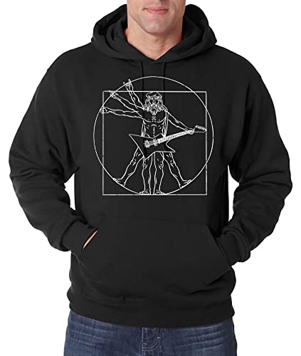 TRVPPY Herren Pullover Hoodie Gitarre Rock N Roll Spruch Logo Print - Schwarz 5XL von TRVPPY