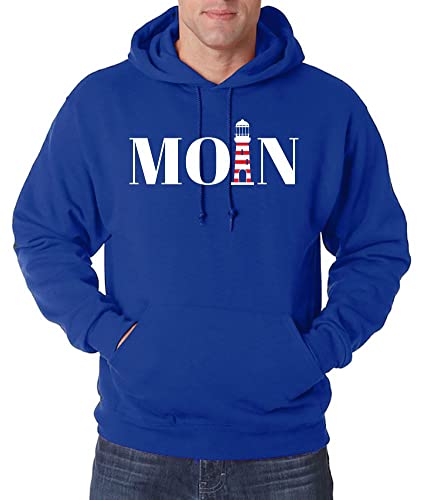 TRVPPY Herren Pullover Hoodie Moin Leuchtturm Spruch Logo Print - Royalblau XXL von TRVPPY