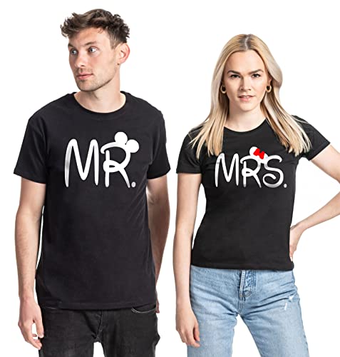 Couple Herren Damen Shirt Set Mister & Misses - MR. & MRS, Damen-schwarz, XL von TRVPPY