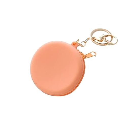Niedliche runde Silikon-Geldbörse, einfarbig, Mini-Geldbörse, Damen- und Mädchen-Schlüsselgeld-Headset-Tasche, Clutch-Geldbörse, Geschenk for Kinder (Color : Orange 6.5X6.5cm) von TRgqify-KM