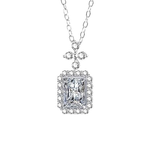 TRgqify-KM Halskette mit Moissan-Diamant aus 925er Silber, anlaufgeschützt, feiner Schmuck, Schlüsselbein-Halskette for Damen (Color : White Golden(5 * 7), Size : 925 silver) von TRgqify-KM