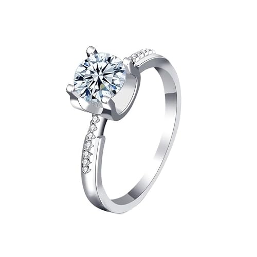 TRgqify-KM Moissanit Ring mit vier Krallen, Nischendesign, Premium-Feeling, 925er Silber, Diamantring, Damen-Geschenkschmuck (Color : 1Carat white Golden, Size : 5) von TRgqify-KM