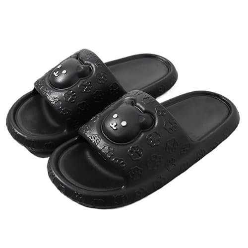 TRgqify-KM Non-slip Bathroom Slippers,Soft Slippers,Indoor And Outdoor Platform Pool Slippers Shower Slippers (Color : Black, Size : 34-35) von TRgqify-KM