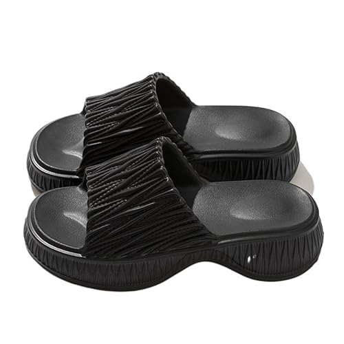 TRgqify-KM Non-slip Bathroom Slippers,Soft Slippers,Indoor And Outdoor Platform Pool Slippers Shower Slippers (Color : Black, Size : 35-36) von TRgqify-KM