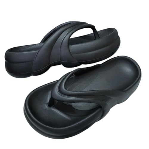 TRgqify-KM Non-slip Bathroom Slippers,Soft Slippers,Indoor And Outdoor Platform Pool Slippers Shower Slippers (Color : Black, Size : 36-37) von TRgqify-KM