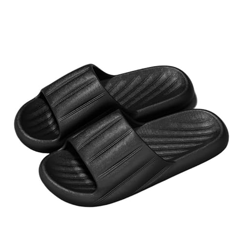 TRgqify-KM Non-slip Bathroom Slippers,Soft Slippers,Indoor And Outdoor Platform Pool Slippers Shower Slippers (Color : Black, Size : 36 37) von TRgqify-KM