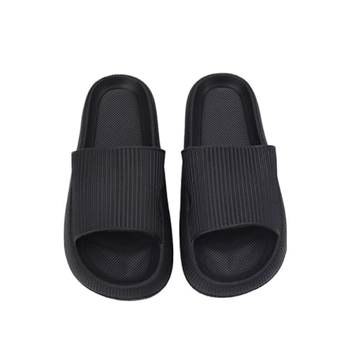 TRgqify-KM Non-slip Bathroom Slippers,Soft Slippers,Indoor And Outdoor Platform Pool Slippers Shower Slippers (Color : Black, Size : 36 37) von TRgqify-KM