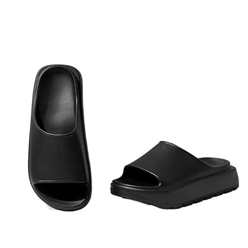 TRgqify-KM Non-slip Bathroom Slippers,Soft Slippers,Indoor And Outdoor Platform Pool Slippers Shower Slippers (Color : Black, Size : 36 37) von TRgqify-KM