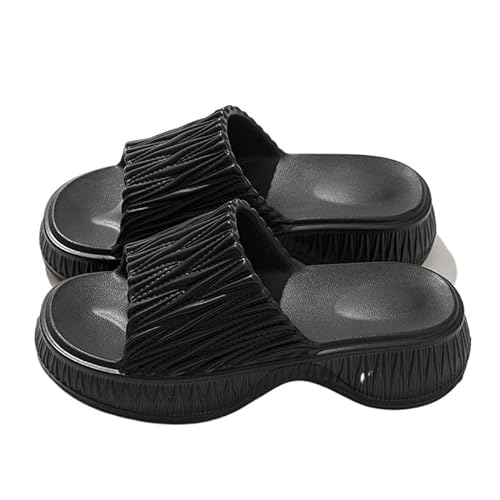 TRgqify-KM Non-slip Bathroom Slippers,Soft Slippers,Indoor And Outdoor Platform Pool Slippers Shower Slippers (Color : Black, Size : 37-38) von TRgqify-KM