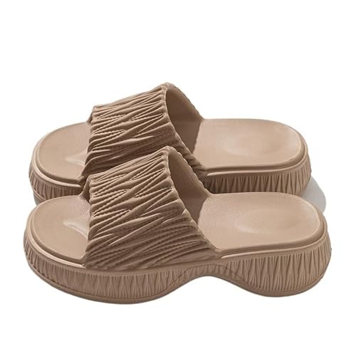 TRgqify-KM Non-slip Bathroom Slippers,Soft Slippers,Indoor And Outdoor Platform Pool Slippers Shower Slippers (Color : Coffee, Size : 39-40) von TRgqify-KM