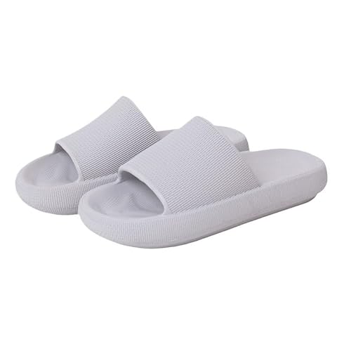 TRgqify-KM Non-slip Bathroom Slippers,Soft Slippers,Indoor And Outdoor Platform Pool Slippers Shower Slippers (Color : Gray, Size : 35 36) von TRgqify-KM