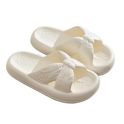 TRgqify-KM Non-slip Bathroom Slippers,Soft Slippers,Indoor And Outdoor Platform Pool Slippers Shower Slippers (Color : White, Size : 38-39) von TRgqify-KM