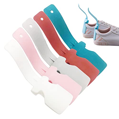 TSHAOUN 5-teiliger Lazy Shoe Helper,Schuhanzieher Kunststoff Schuhlöffel Tragbar Lazy Shoe Helper Schuhheber,Flexible Robust Slip Schuhhelfer aus Kunststoff,für Männer Frauen (5 Farben) von TSHAOUN