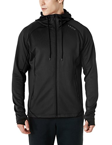 TSLA Herren Kapuzenjacke, besonders leicht, langärmlig mit Reißverschluss, geeignet für Sport, Laufsport, Trainingsjacke, Mkj03 1pack - Black, M von TSLA