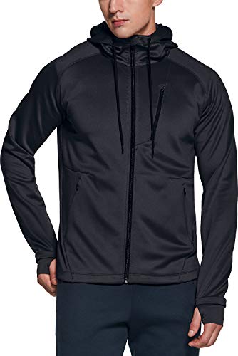 TSLA Herren Kapuzenjacke, besonders leicht, langärmlig mit Reißverschluss, geeignet für Sport, Laufsport, Trainingsjacke, Mkj05 1pack - Black, 3XL von TSLA