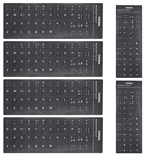 6 Stück Aufkleber-Set für Tastatur-Aufkleber, für italienische Layouts, geeignet für jede Standard-Tastatur, Laptop-Tastatur von TSLRSA