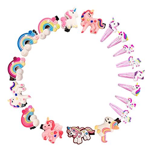 TSLRSA 18 Stück Einhorn-Haarspangen für Mädchen, Haarschmuck, Einhorn-Haarspangen für Mädchen, Babys, Mädchen, Regenbogen-Haarspangen, Haarnadeln, mehrfarbige Haarnadel von TSLRSA