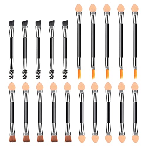 TSLRSA 20 Stück Lidschatten Pinselset - Schwammpinsel, Einweg Profi Lidschatten Applikator, Augenbrauenbürste, Wimpernbürste, Lippenpinsel, Präzises Auftragen und Verblenden von TSLRSA