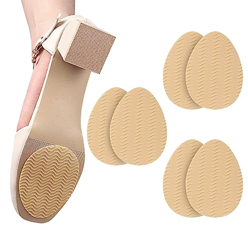 TSLRSA 3 Paar Anti Rutsch Sohle Pads Selbstklebend High Heel Pads Selbstklebende Rutschfeste Sohle Schutz, für Männer und Frauen. (Beige,Wasserwelle) von TSLRSA