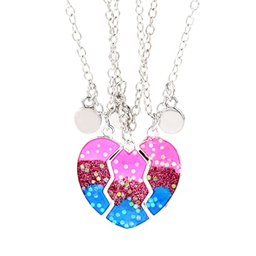 TSLRSA 3 Pcs BFF Heartbreak Love Necklace Best Best Friends BFF Friendship Necklace Geburtstagsgeschenk Kette Anhänger Geschenk für Mädchen (Tri-Color lose Pulver) von TSLRSA