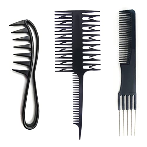 TSLRSA 3 Pcs Professionelles Herrenkamm-Set, Herren-Stylingkamm-Set, professioneller Breitzahnkamm, Haarstylingkamm-Öl perfekt für alle Haartypen von TSLRSA