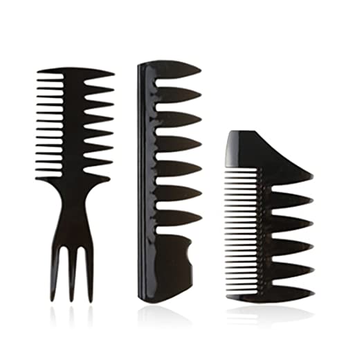 TSLRSA Professional Styling Kamm Set - 3pcs Retro Breitzahn Kamm Haar Kamm Styling Männer Detangler Haarbürste Haarpflege Set Friseur Zubehör für Dusche Langes lockiges dickes Haar（Schwarz） von TSLRSA