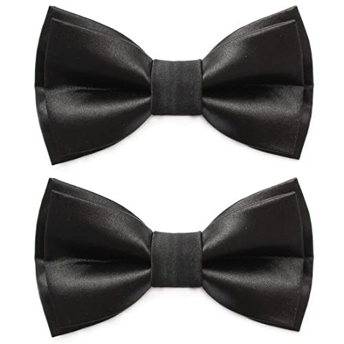 TSLRSA Verstellbare Herren-Fliege - 2Pcs formale einfarbige klassische vorgebundene Fliege für Hochzeit, Party, einfarbig, verstellbare Fliege(Schwarz) von TSLRSA