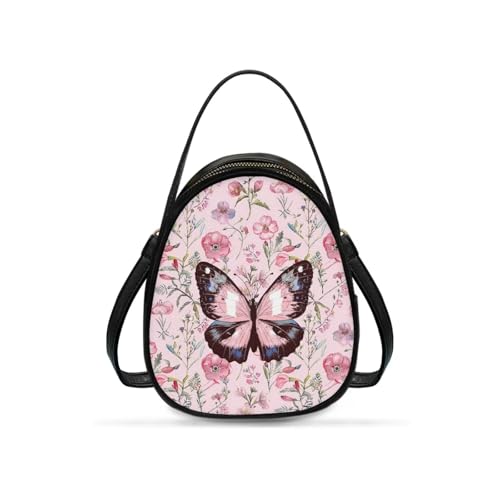 TSOVTHRID Geldbörsen für Damen, Umhängetasche, doppellagig, kleine Schultertasche für Damen, Crossbody-Tasche mit Reißverschluss, Pink/Schmetterling/Blume TSOVTHRID Geldbörsen für Damen, Umhängetasche, doppellagig, kleine Schultertasche für Damen, Crossbody-Tasche mit Reißverschluss, Pink/Schmetterling/Blume von TSOVTHRID