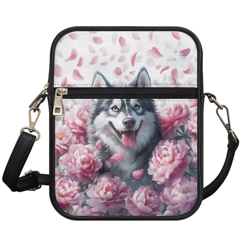 TSOVTHRID Umhängetasche für Herren, Umhängetasche mit verstellbarem Schultergurt, Kuriertasche für Handy, Reisen, Outdoor, Wandern, Pink Flower Wolf TSOVTHRID Umhängetasche für Herren, Umhängetasche mit verstellbarem Schultergurt, Kuriertasche für Handy, Reisen, Outdoor, Wandern, Pink Flower Wolf von TSOVTHRID