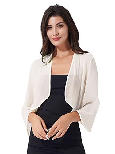 TSSOE Damen Elegant Chiffon Bolero Vorne Offene Schulterjacke Leichte Dünn Tops Durchscheinendes Cardigan Festlich Hochzeit Abend Jacke für Sommer Z Champagner L TSSOE Damen Elegant Chiffon Bolero Vorne Offene Schulterjacke Leichte Dünn Tops Durchscheinendes Cardigan Festlich Hochzeit Abend Jacke für Sommer Z Champagner L von TSSOE